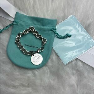 Tiffany & Co. Silver Link Round Charm Bracelet